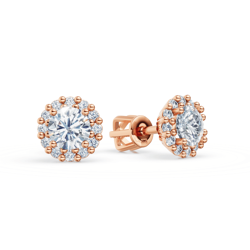 Zlaté dámské náušnice DF 3705, briliantové, růžové zlato