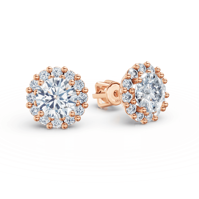 Zlaté náušnice DF 3708 z růžového zlata s diamanty o celkové váze 2.40 ct