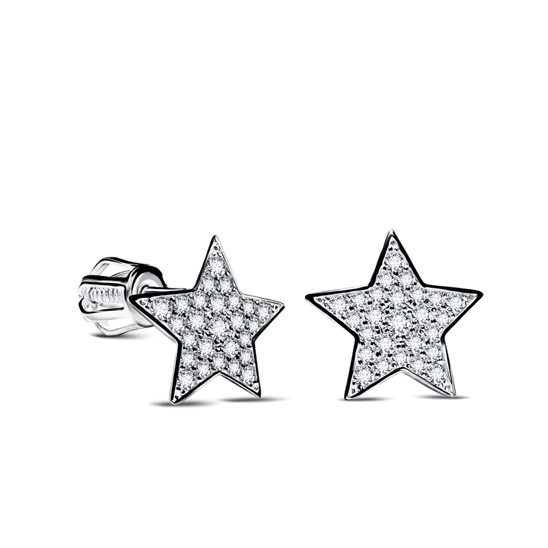 Dámské náušnice Danfil hvězdičky C5425 z bílého zlata se zirkony White, zapínání balónek