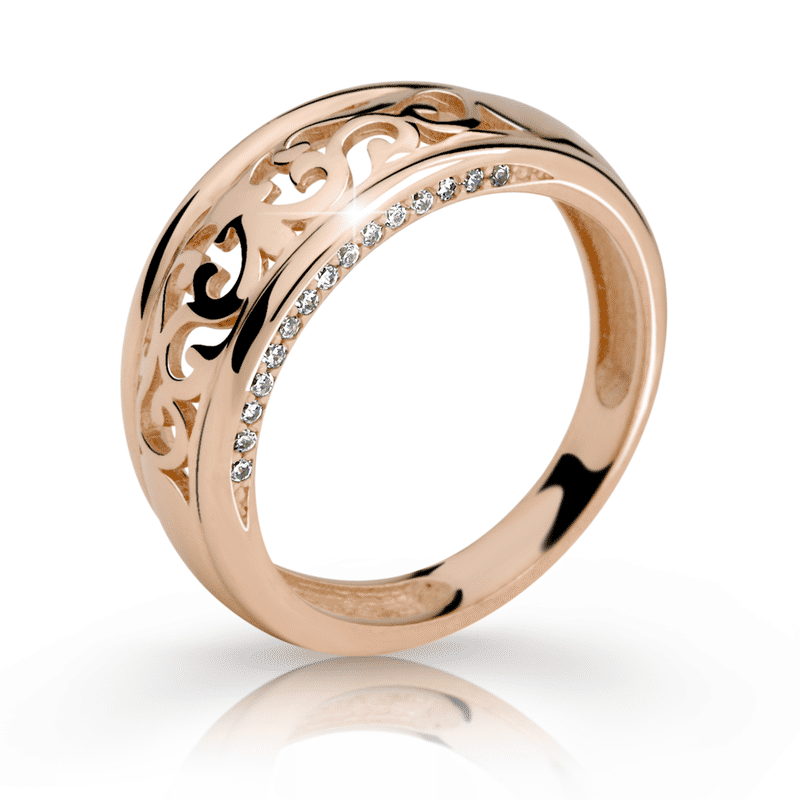 Zlatý dámský prsten DF 2375 z růžového zlata, s briliantem 55