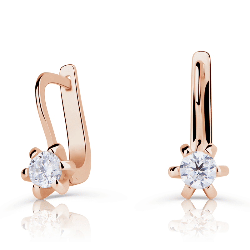 Zlaté dámské náušnice DF 1968, briliantové, růžové zlato