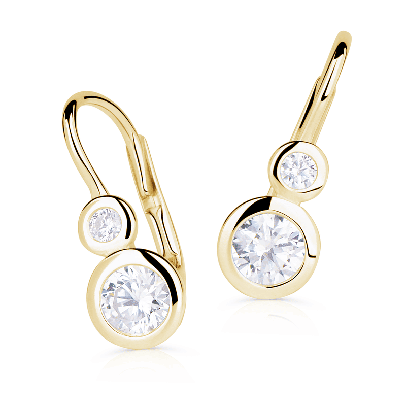 Zlaté dámské náušnice DF 3827, briliantové, žluté zlato