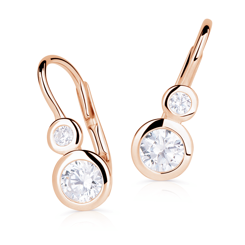 Zlaté dámské náušnice DF 3827, briliantové, růžové zlato