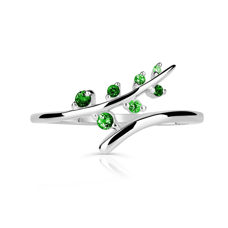 Dámský prsten DF 5061 z bílého zlata, se smaragdy 57