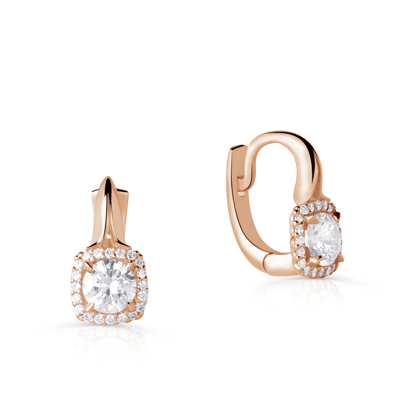 Zlaté dámské náušnice DF 5544, briliantové, růžové zlato