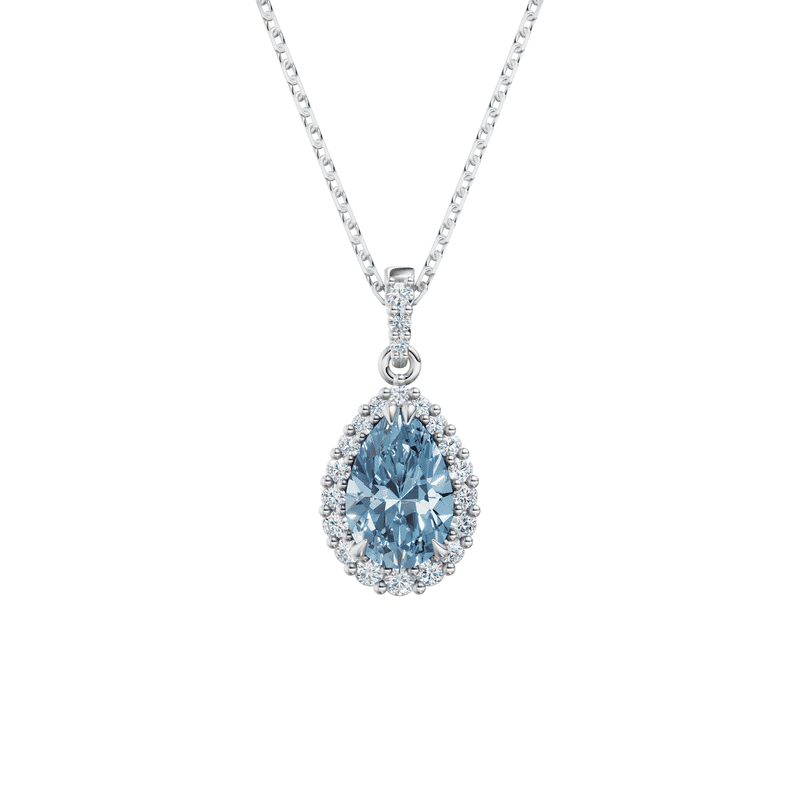 Dámský přívěsek DF 5901 z bílého zlata, s topazem Swiss Blue a diamanty