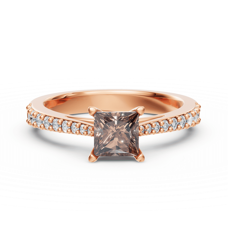 Zlatý dámský prsten DF 5900 z růžového zlata, záhněda s diamanty 63