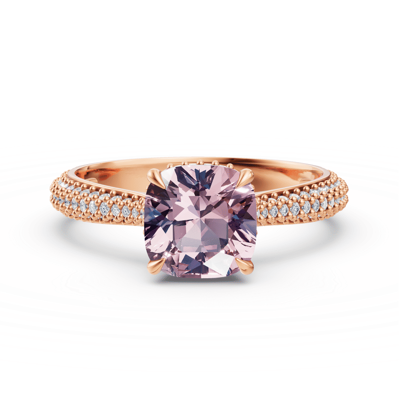 Zlatý dámský prsten DF 5907 z růžového zlata, spinel s diamanty 48