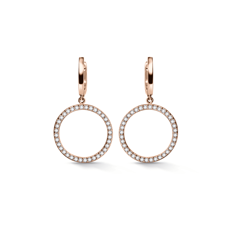 Zlaté dámské náušnice DF 3786, briliantové, růžové zlato