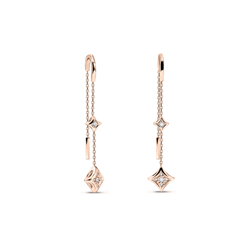 Zlaté náušnice DF 5121, briliantové, růžového zlato