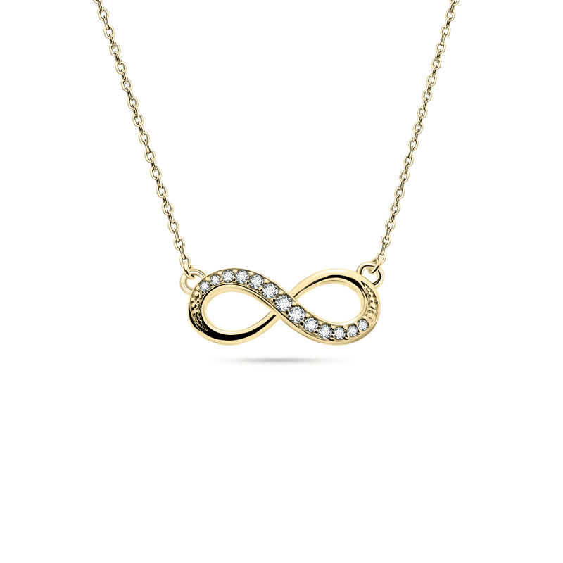 Zlatý dámský náhrdelník DF 3269, žluté zlato, s řetízkem a brilianty