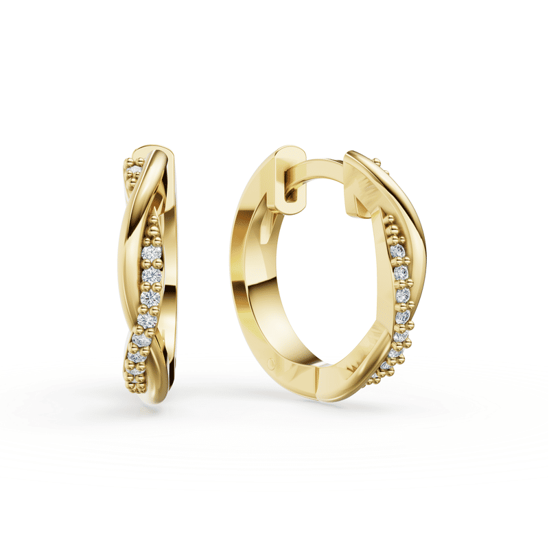 Zlaté dámské náušnice DF 4103, žluté zlato, s diamanty