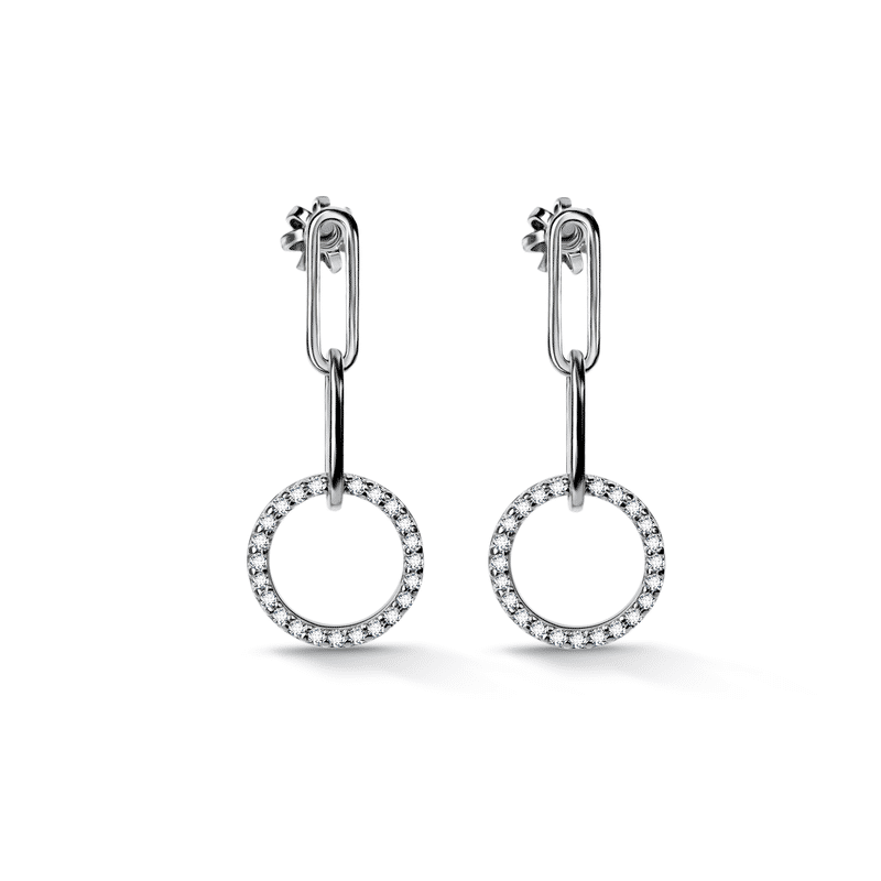 Dámské visací náušnice DF 5954 z bílého zlata, s diamanty