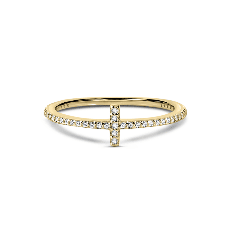 Zlatý dámský prsten DF 4435 ze žlutého zlata, s brilianty 54