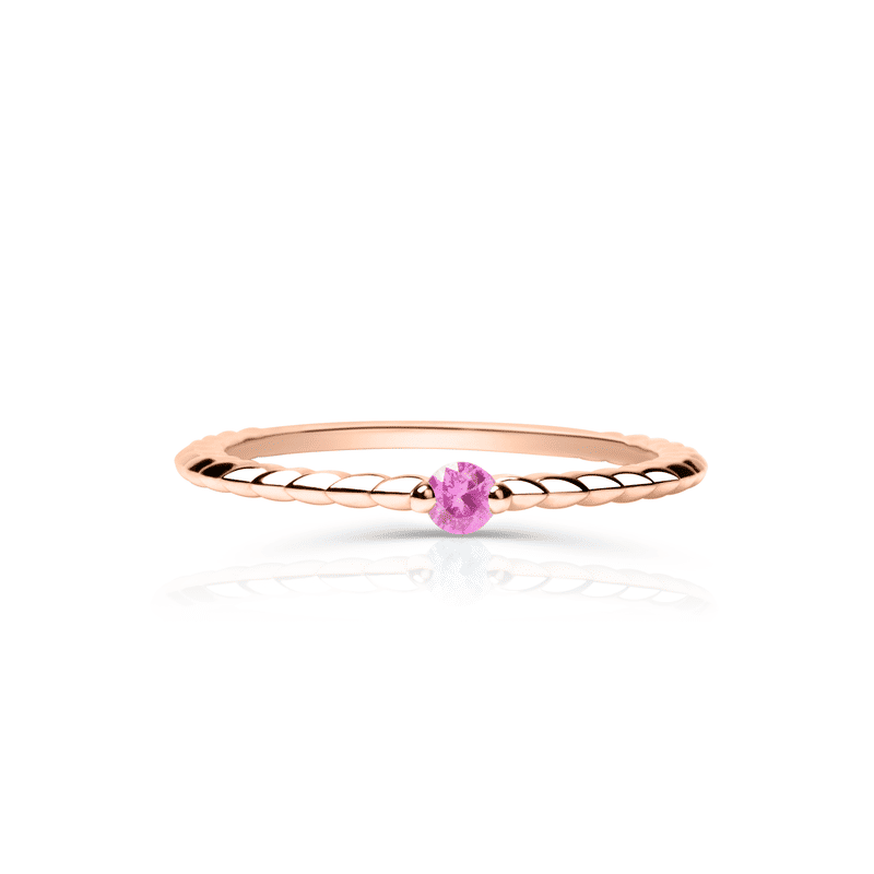 Zlatý dámský prsten DF 5644 z růžového zlata, růžový safír 51