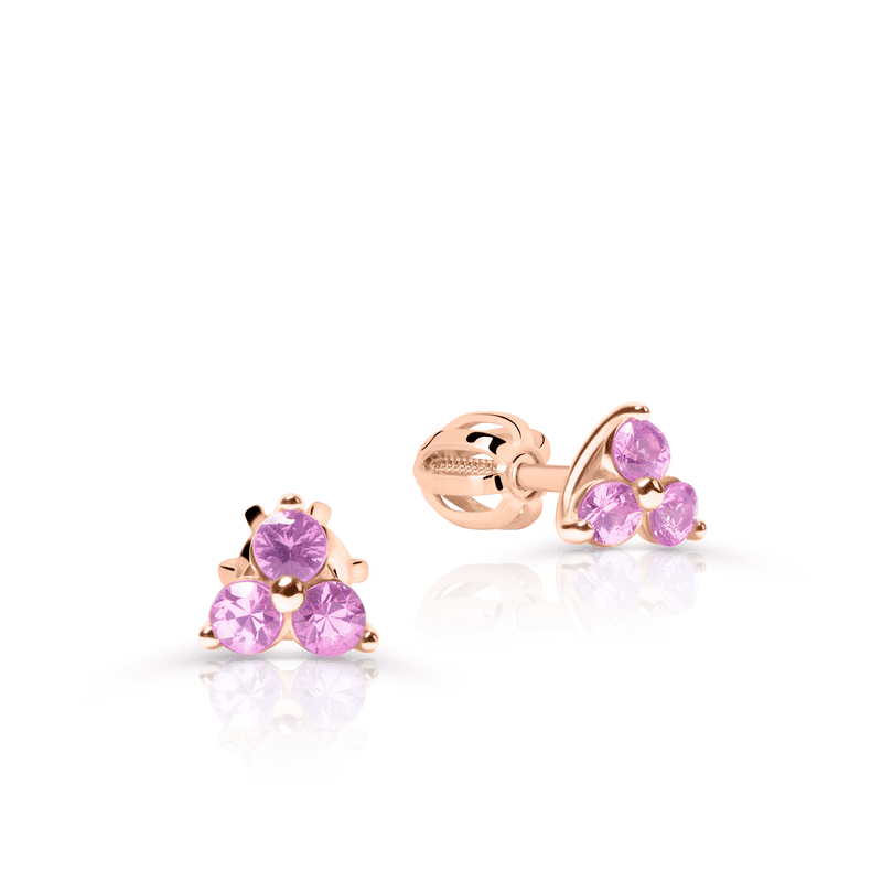 Dámské náušnice DF 5692, růžové zlato s růžovým safírem
