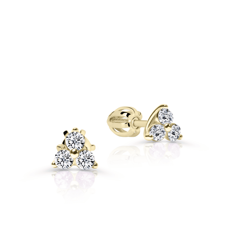 Dámské náušnice DF 5692, žluté zlato s brilianty