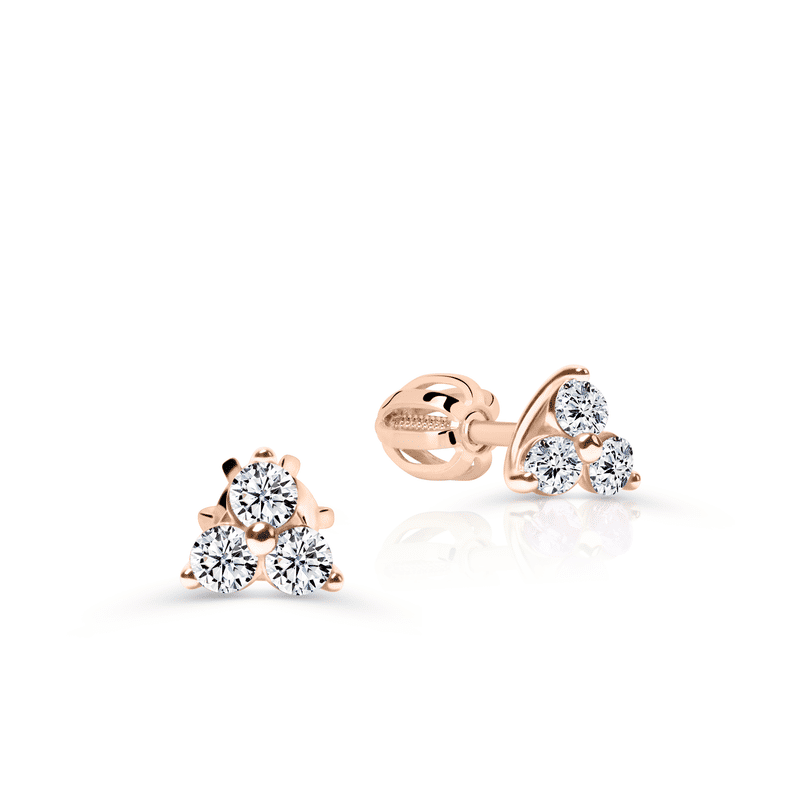 Dámské náušnice DF 5692, růžové zlato s brilianty