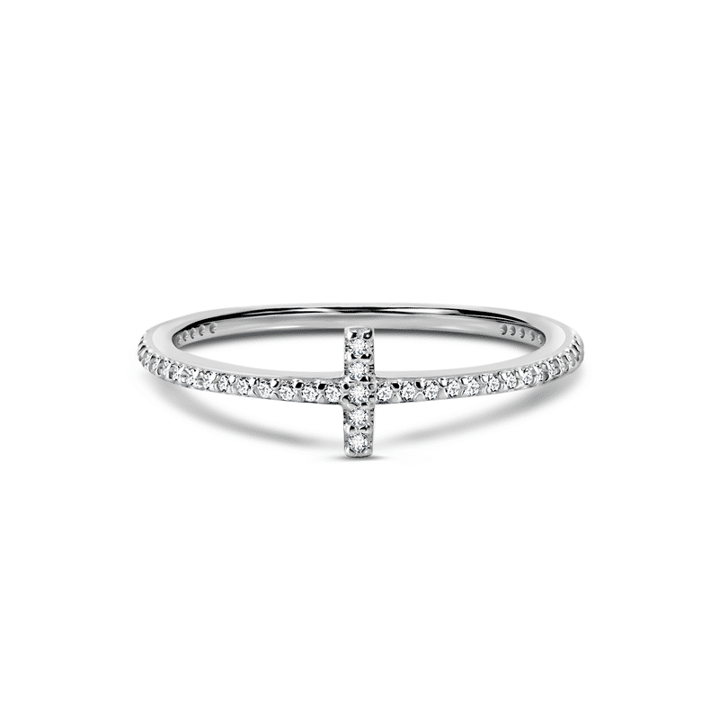 Zlatý dámský prsten DF 4435 z bílého zlata, s brilianty 55