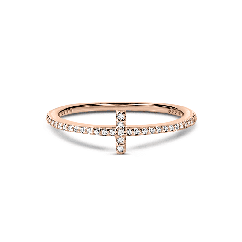 Zlatý dámský prsten DF 4435 z růžového zlata, s brilianty 47