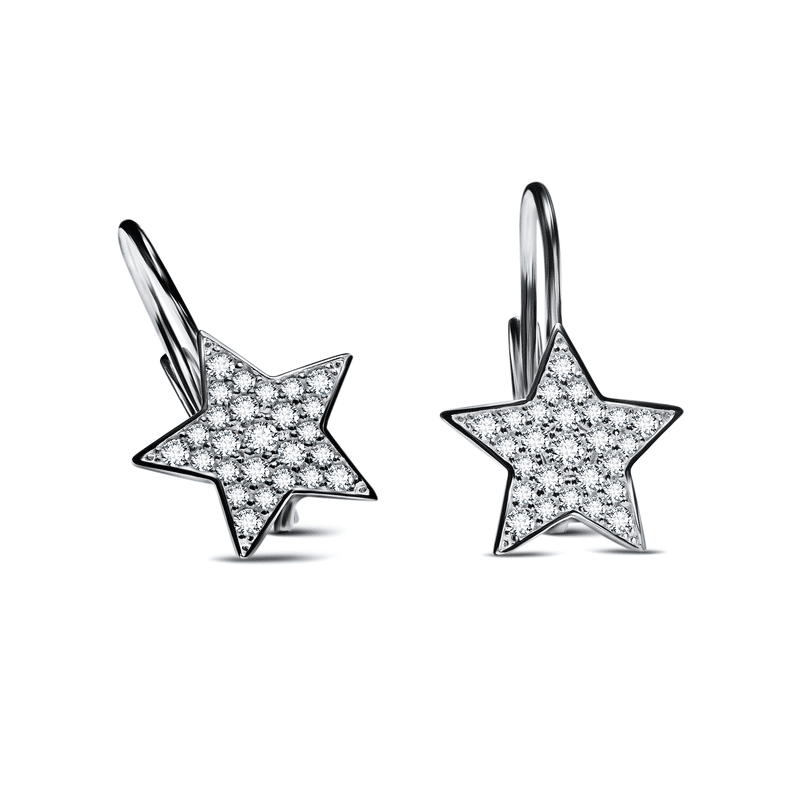 Dámské náušnice Danfil hvězdičky C5425 z bílého zlata se zirkony White