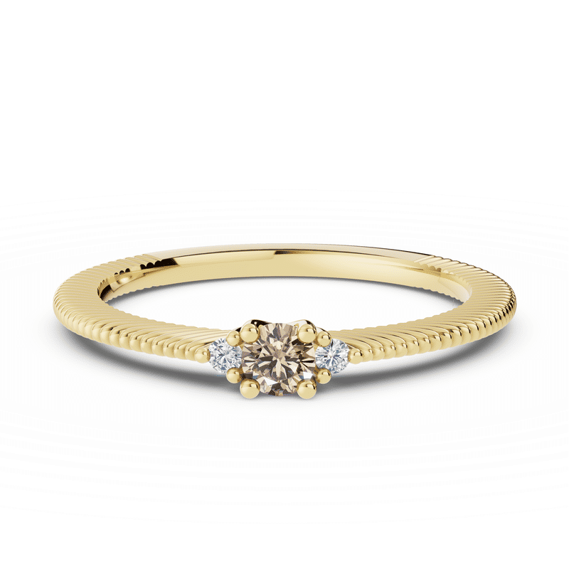 Zlatý dámský prsten DF 5675 ze žlutého zlata, přírodní zirkon a diamanty 58