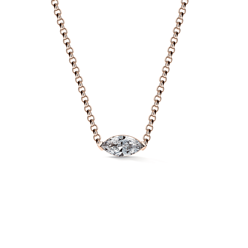 Zlatý dámský náhrdelník DF 6232 z růžového zlata, s laboratorním diamantem o váze 1.01 ct