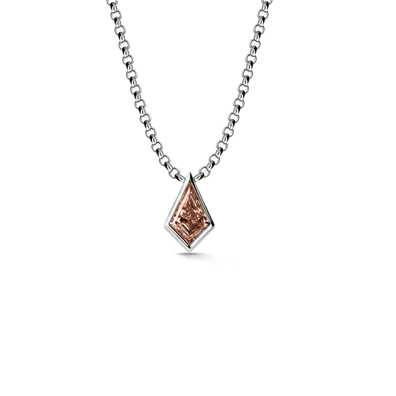 Zlatý dámský náhrdelník DF 6235 z bílého zlata, s laboratorním diamantem Fancy Vivid Pink o hmotnosti 1.01 ct