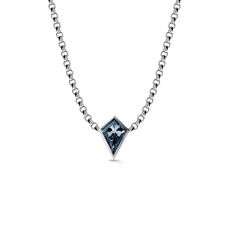 Náhrdelník DF 6236 z bílého zlata, s laboratorním diamantem Fancy Vivid Blue o váze 1.05 ct