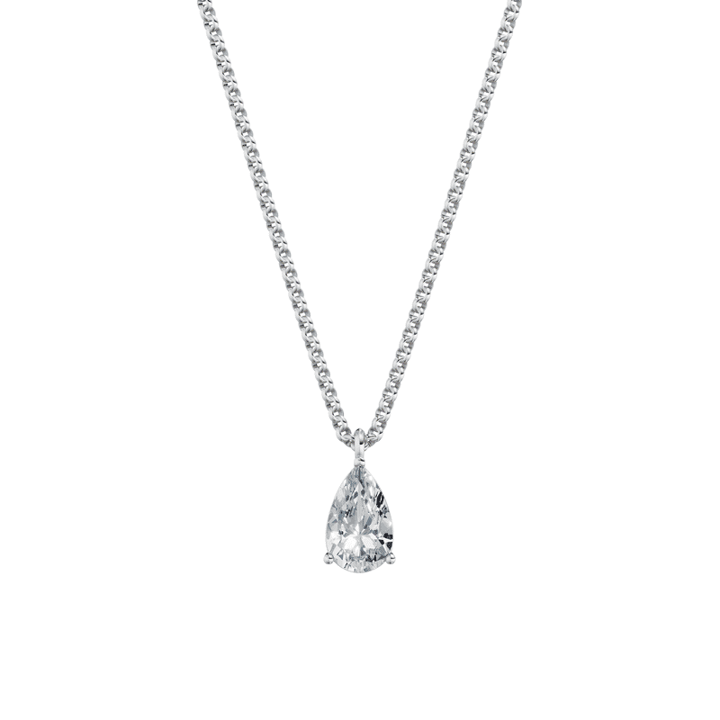 Dámský přívěsek včetně řetízku DF 6244, bílé zlato, s laboratorním diamantem o váze 1.00 ct VS1/F