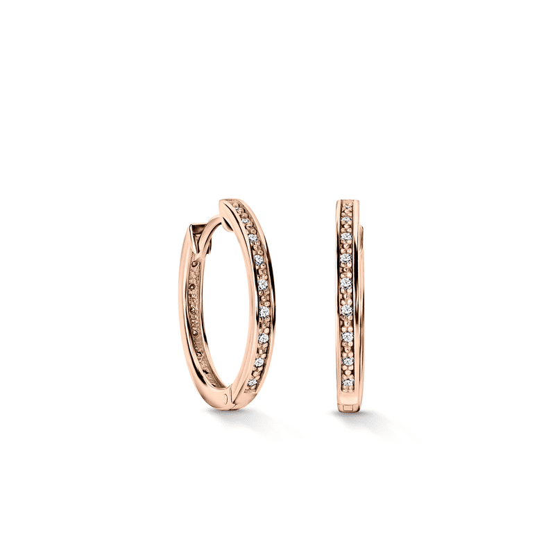 Zlaté dámské náušnice DF 5959, briliantové, růžové zlato