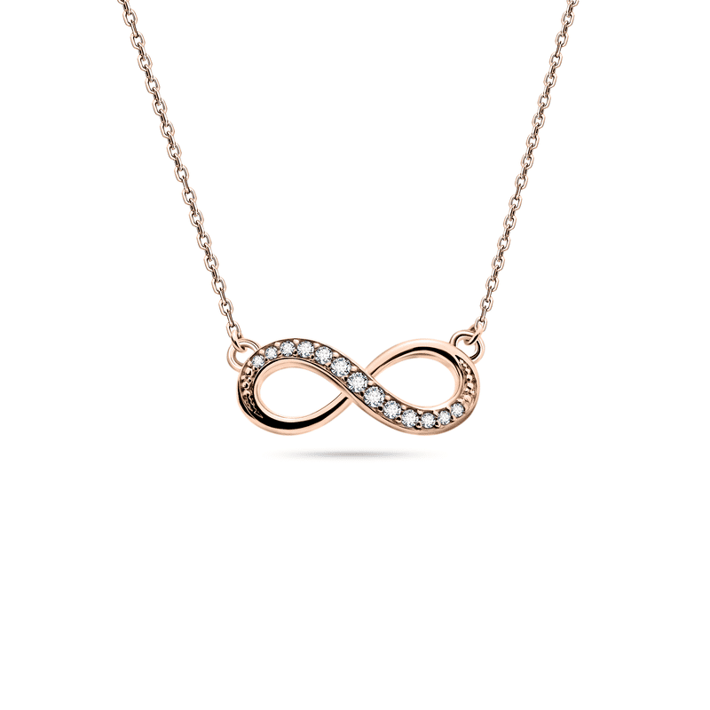 Zlatý dámský náhrdelník DF 3269, růžové zlato, s řetízkem a brilianty