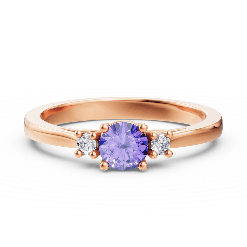 Zlatý dámský prsten DF 6209 z růžového zlata, tanzanit s diamanty 61