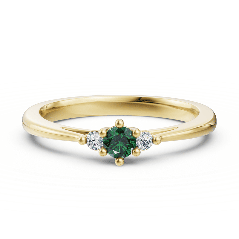 Zlatý dámský prsten DF 6255 ze žlutého zlata, turmalín s diamanty 48