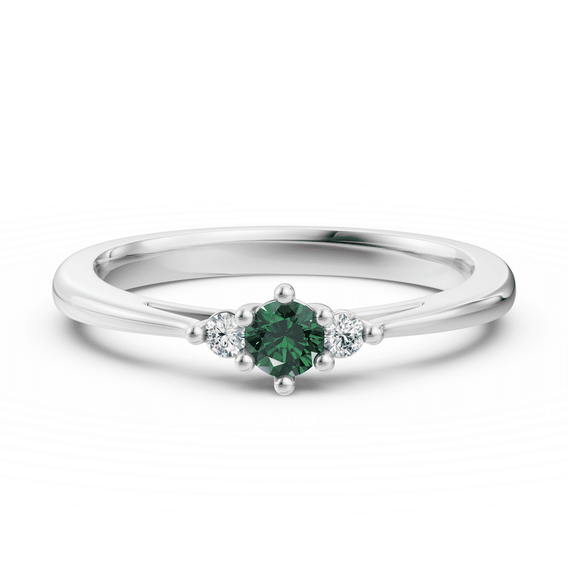 Zlatý dámský prsten DF 6255 z bílého zlata, turmalín s diamanty 57