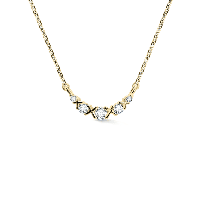 Zlatý dámský náhrdelník DF 4241, žluté zlato, s brilianty