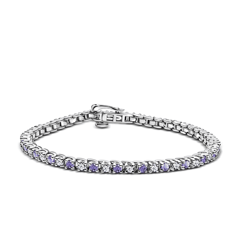 Dámský tenisový náramek DF 2557 z bílého zlata, s tanzanity a bílými safíry, velikost L