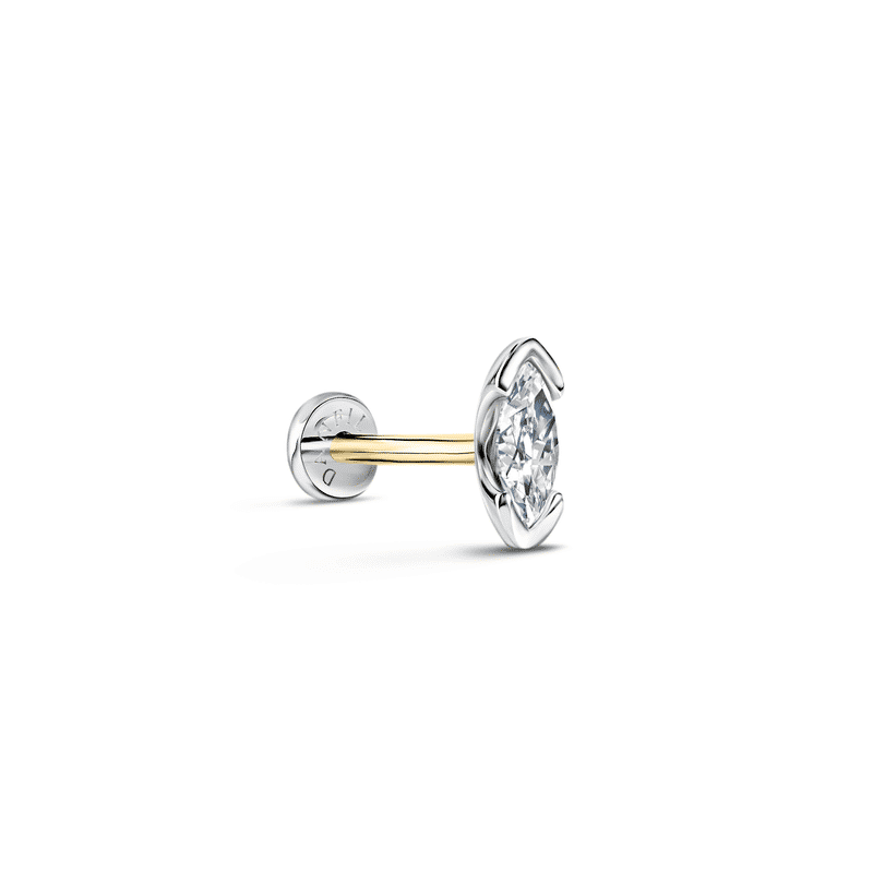 Piercingová náušnice Labreta DF 6339 z bílého zlata, s laboratorním diamantem 6.5