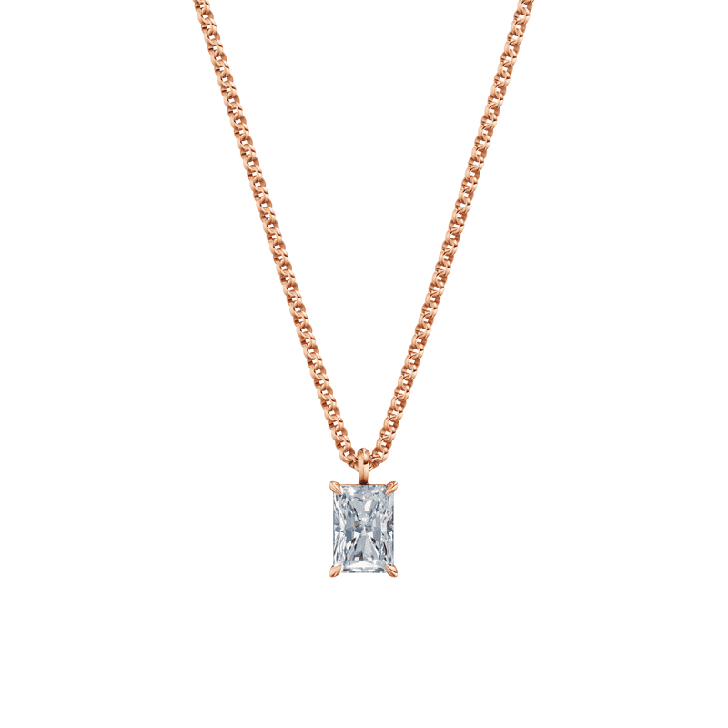 Dámský přívěsek včetně řetízku DF 6402, růžové zlato, s laboratorním diamantem o váze 1.00 ct VS1/F