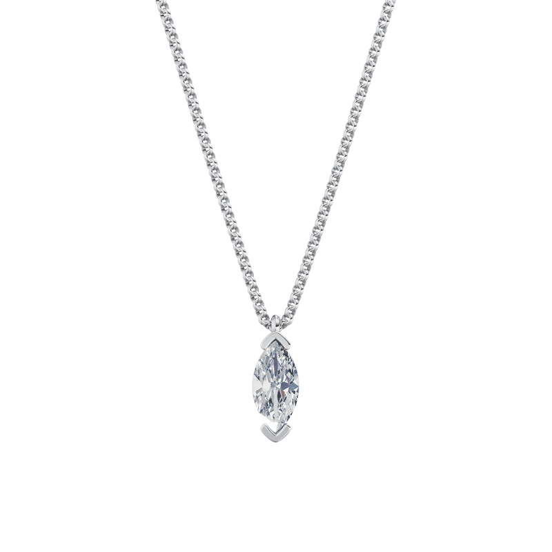 Dámský přívěsek včetně řetízku DF 6370, bílé zlato, s laboratorním diamantem o váze 1.00 ct VS1/F