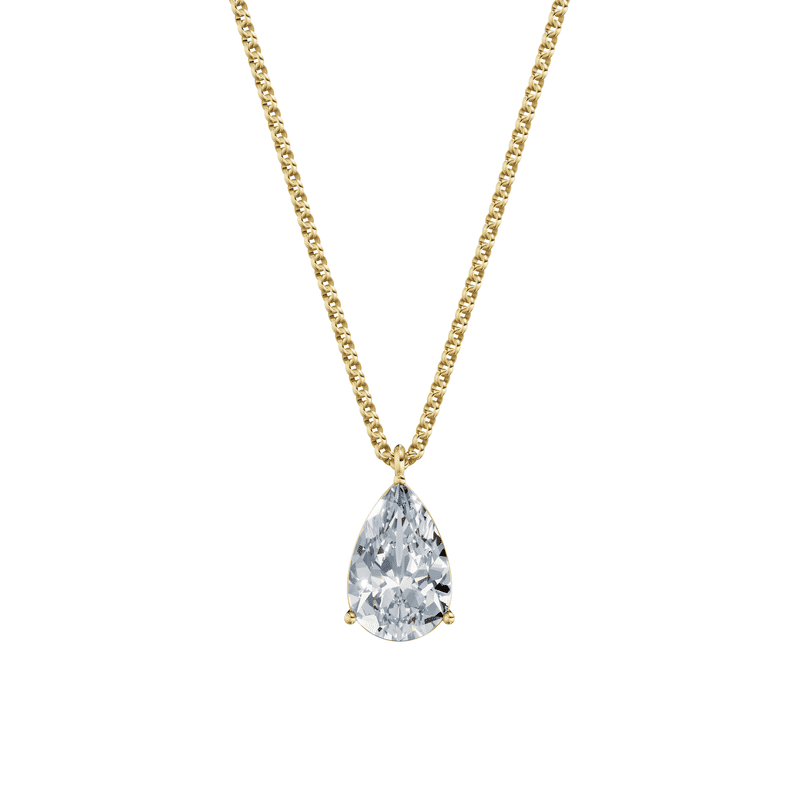 Dámský přívěsek včetně řetízku DF 6318, žluté zlato, s laboratorním diamantem o váze 3.00 ct VS1/F
