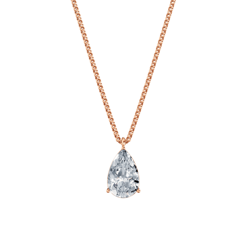 Dámský přívěsek včetně řetízku DF 6318, růžové zlato, s laboratorním diamantem o váze 3.00 ct VS1/F