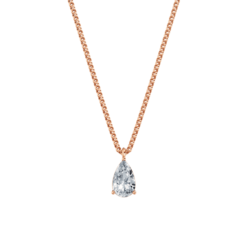 Dámský přívěsek včetně řetízku DF 6244, růžové zlato, s laboratorním diamantem o váze 1.00 ct VS1/F