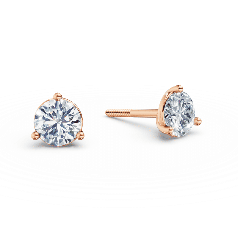 Zlaté dámské náušnice DF 6406, růžové zlato s laboratorními diamanty