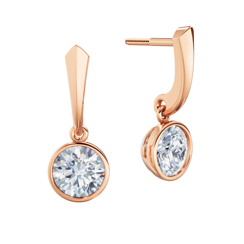 Dámské náušnice DF 6412, růžové zlato s laboratorními diamanty o celkové váze 2.00 ct VS1/F