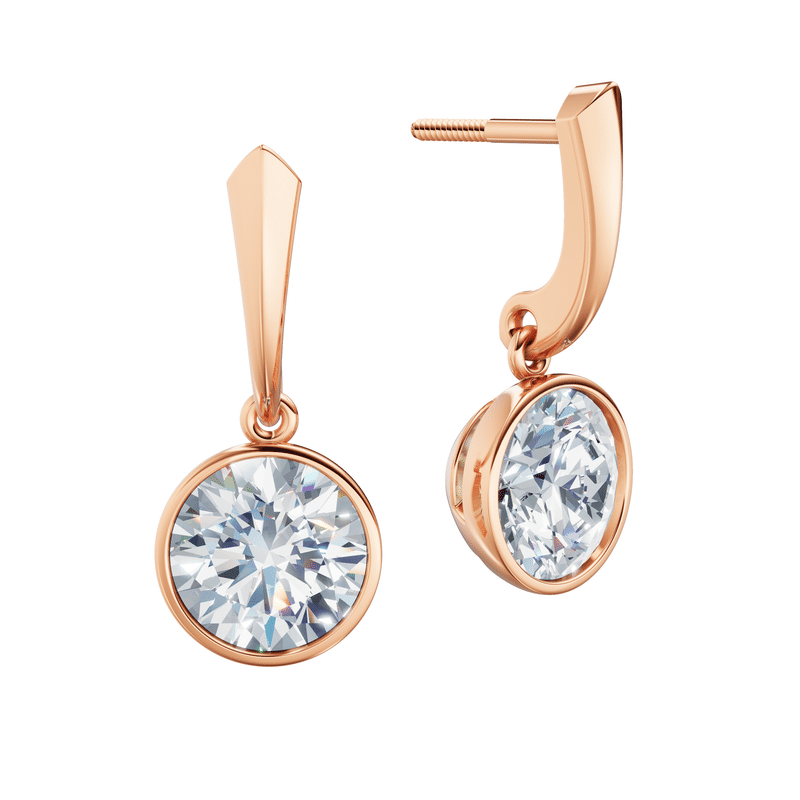 Dámské náušnice DF 6414, růžové zlato s laboratorními diamanty o celkové váze 4.00 ct VS1/F