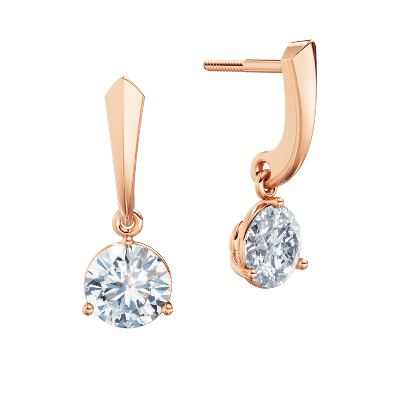 Dámské náušnice DF 6416, růžové zlato s laboratorními diamanty o celkové váze 2.00 ct VS1/F