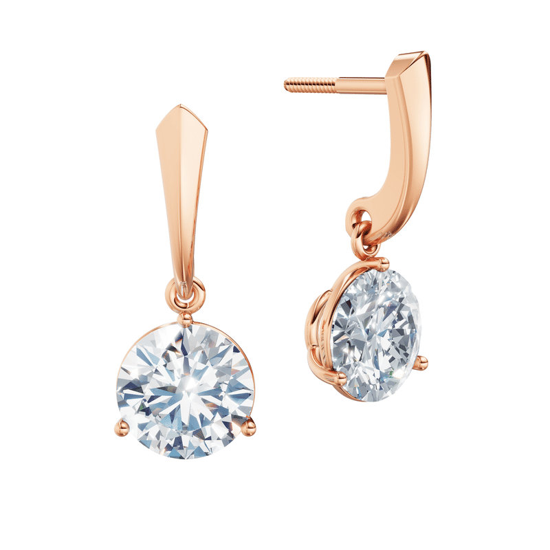 Dámské náušnice DF 6418, růžové zlato s laboratorními diamanty o celkové váze 4.00 ct VS1/F