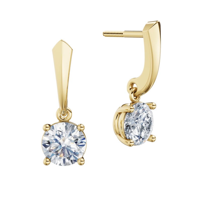 Dámské náušnice DF 6420, žluté zlato s laboratorními diamanty o celkové váze 2.00 ct VS1/F