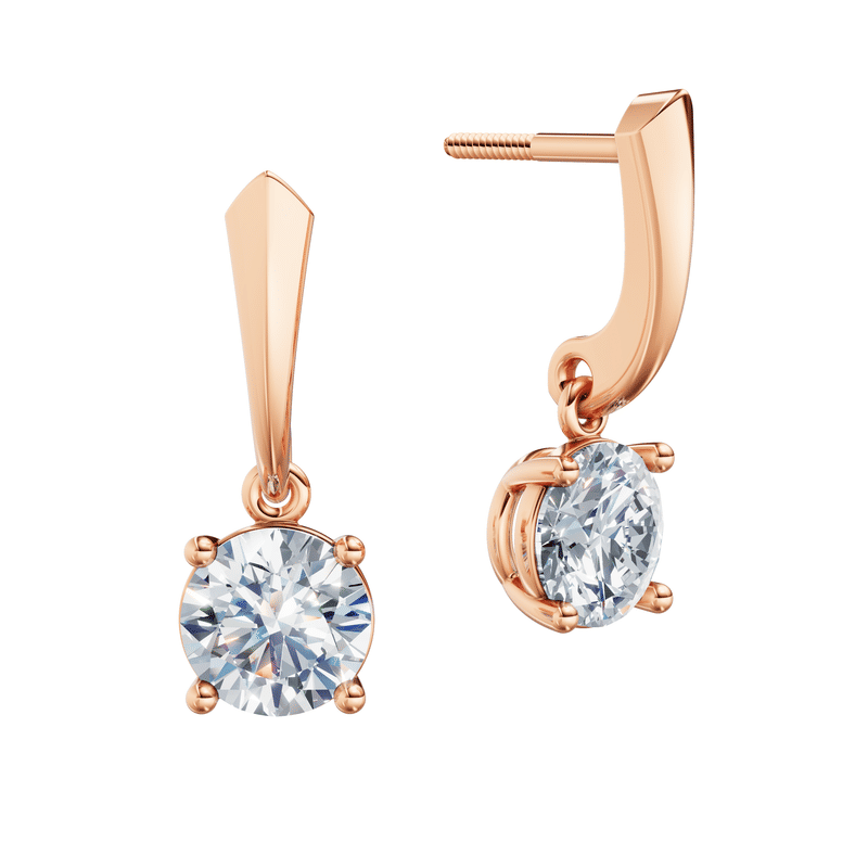 Dámské náušnice DF 6420, růžové zlato s laboratorními diamanty o celkové váze 2.00 ct VS1/F